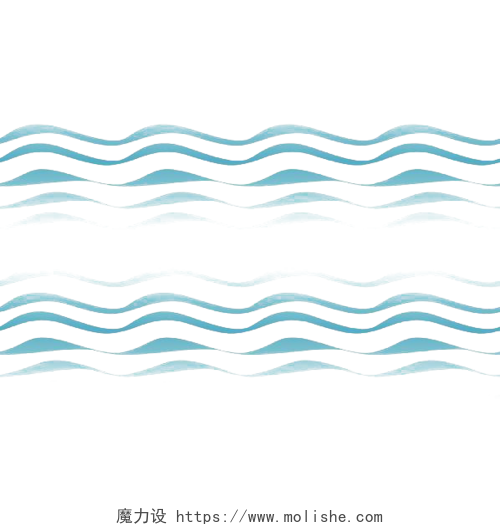 波浪线手绘蓝色渐变水波纹曲线波浪